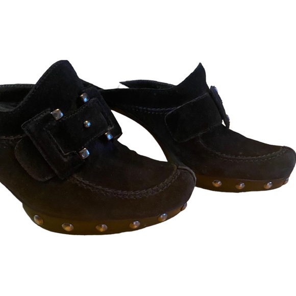 Stuart Weitzman double agent, heeled, suede, studded, mules. sz 5 - Picture 13 of 16